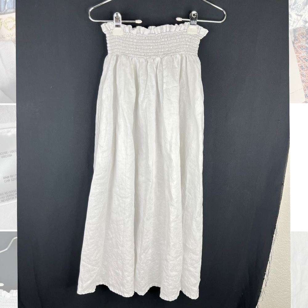 Nice Martin White Linen Maxi Skirt with Pockets. Size Small